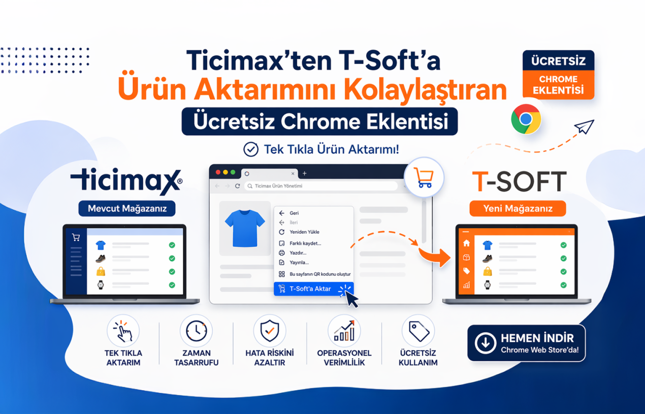 Ticimax’ten T-Soft’a Ürün Aktarma Eklentisi (Ücretsiz & Tek Tıkla)